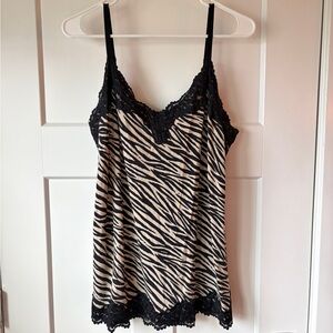 Zebra Print Lace Trim Cami